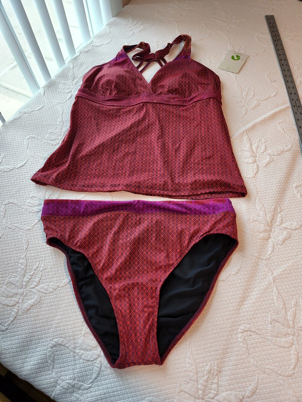 next Red and Purple Halter Tankini Set